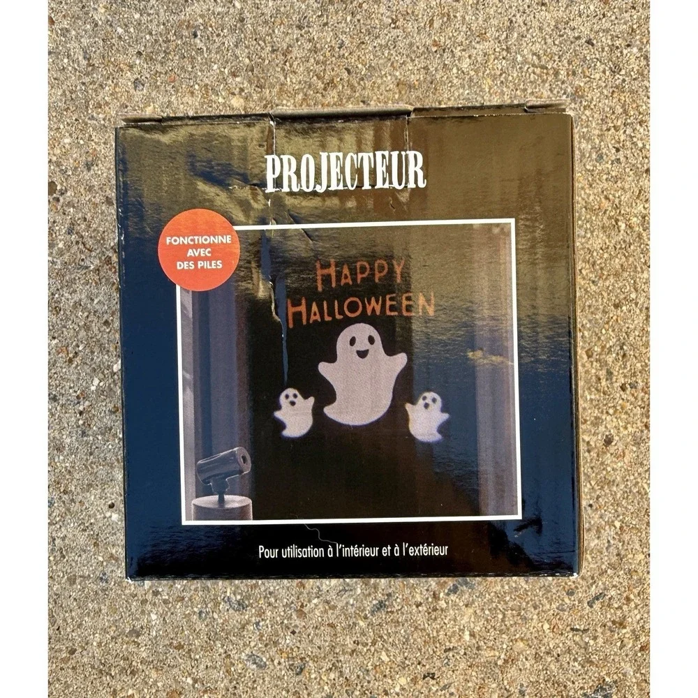Happy Halloween Projector Battery Operated Indoor/Outdoor Use Lighting Ghost NIB